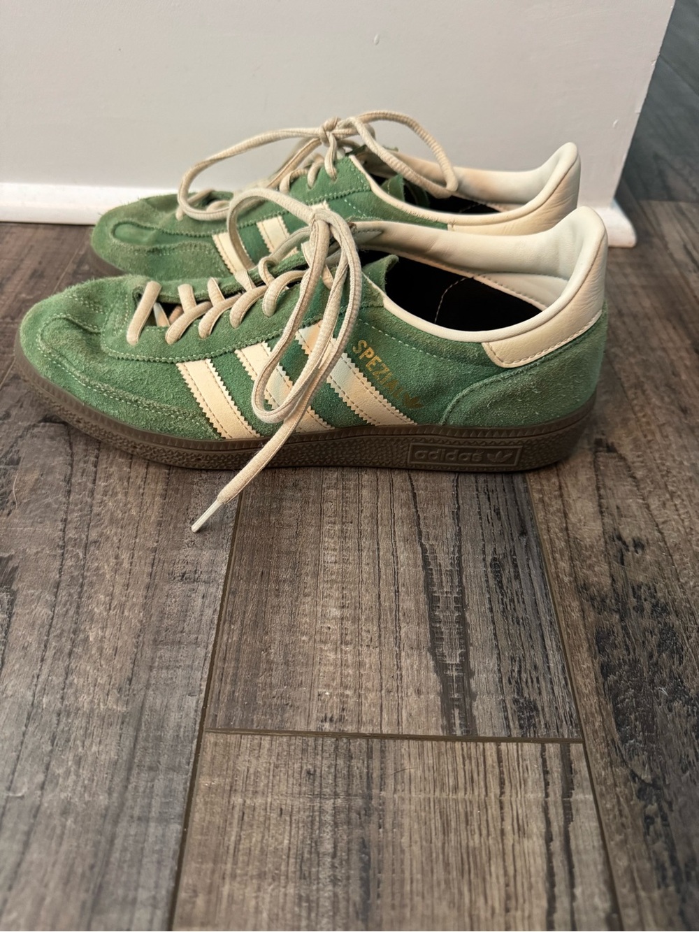 adidas Green Suede Samba Sneakers with Cream Accents